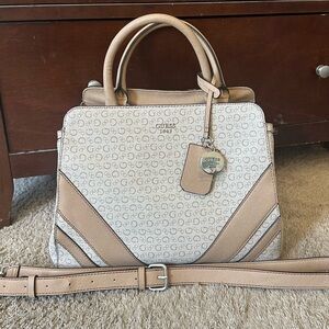 Guess Beige and Brown Satchel Bag